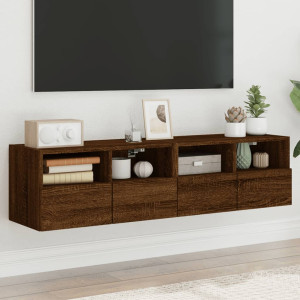 Muebles de pared para TV 2 uds madera roble marrón 60x30x30 cm D