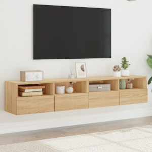 Muebles de pared para TV 2 uds madera roble Sonoma 80x30x30 cm D