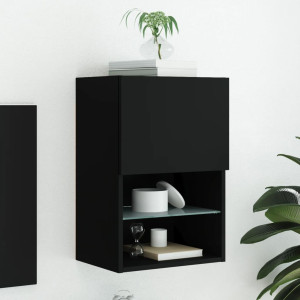 Mueble para TV con luces LED negro 40.5x30x60 cm D