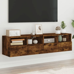 Muebles de pared para TV 2 uds madera roble ahumado 60x30x30 cm D