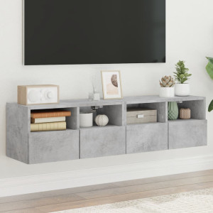 Muebles de pared para TV 2 uds madera gris hormigón 60x30x30 cm D