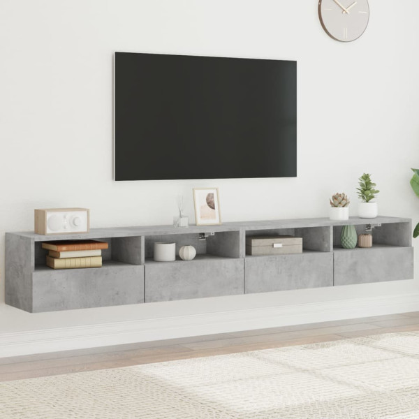 Mobiliário de parede de televisão 2 ss madeira cinza 100x30x30 cm D