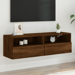 Mueble de pared TV madera ingeniería marrón roble 100x30x30 cm D