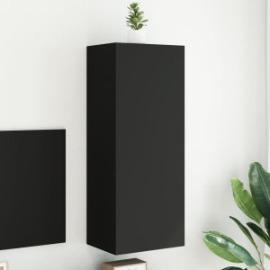 Mueble de TV de pared madera de ingeniería negro 40.5x30x90 cm D