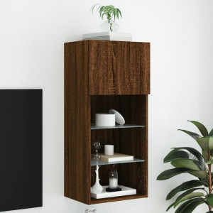 Mueble para TV con luces LED roble marrón 40.5x30x90 cm D