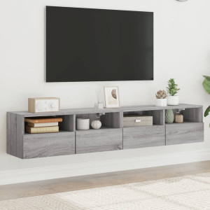 Móveis de parede para TV 2 vds madeira cinza Sonoma 80x30x30 cm D