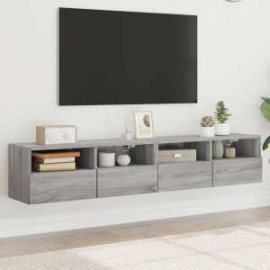 Muebles de pared para TV 2 uds madera gris Sonoma 80x30x30 cm D