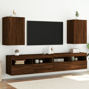 Muebles de TV de pared 2 uds madera marrón roble 40.5x30x60 cm D