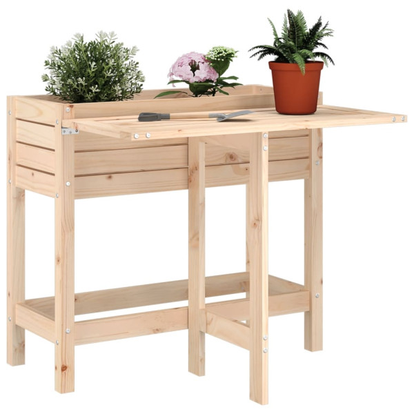 Jardinera con tapa plegable madera maciza de pino D