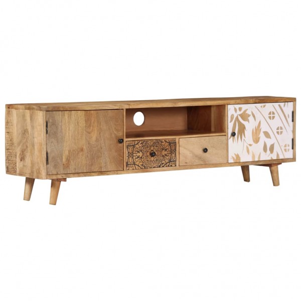 Mueble de TV de madera maciza de mango 140x30x40 cm D