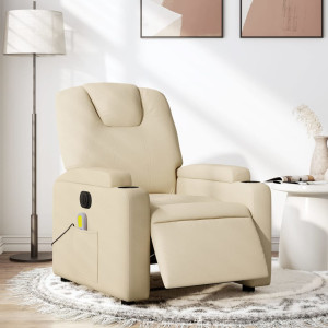 Sillón reclinable de masaje eléctrico tela color crema D