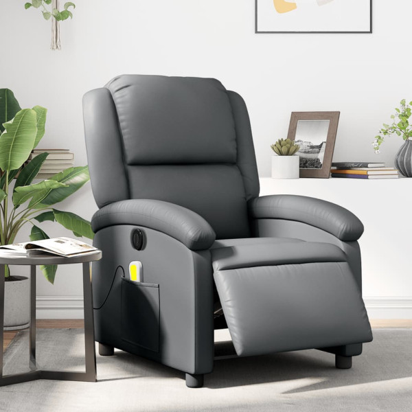 Assento de massagem elétrico reclinável de couro sintético cinza D