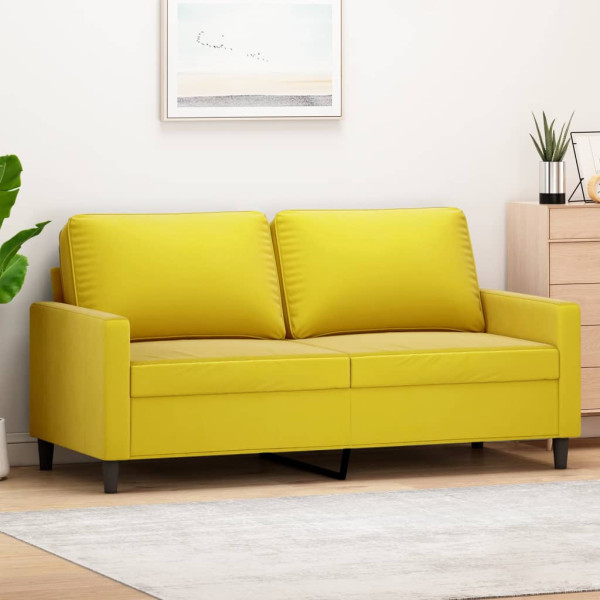 Sofá de 2 lugares em veludo amarelo 140 cm D