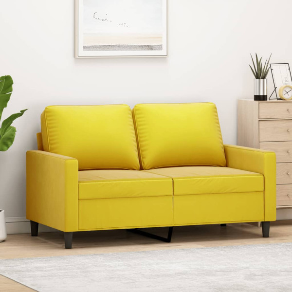 Sofá de 2 lugares veludo amarelo de 120 cm D