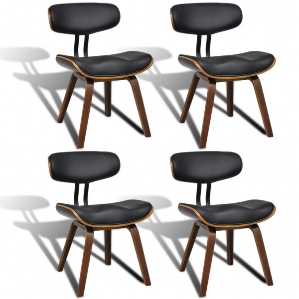 Cadeiras de jantar 4 unidades madeira curva e couro artificial D