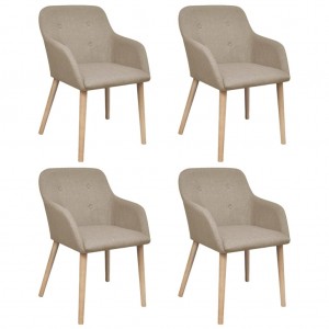 Sillas de comedor 4 unidades tela beige y madera maciza roble D