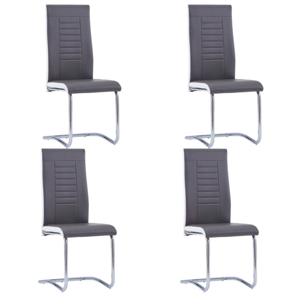 Cadeiras de jantar 4 unidades de couro sintético cinza D