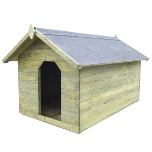 Casa de perros de jardín tejado abierto madera pino impregnada D