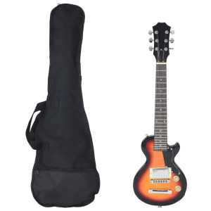 Guitarra eléctrica para niños con funda marrón y negro 3/4 30 D