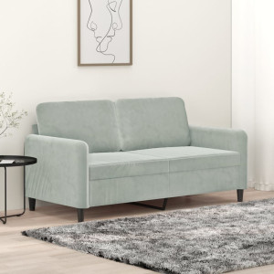 Sofá de 2 plazas de terciopelo gris claro 140 cm D