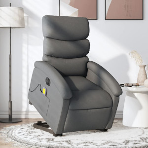 Sillón de masaje eléctrico reclinable elevable tela gris oscuro D