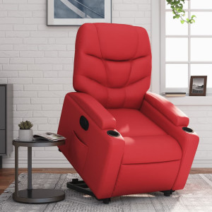 Sillón elevable eléctrico cuero artificial rojo D