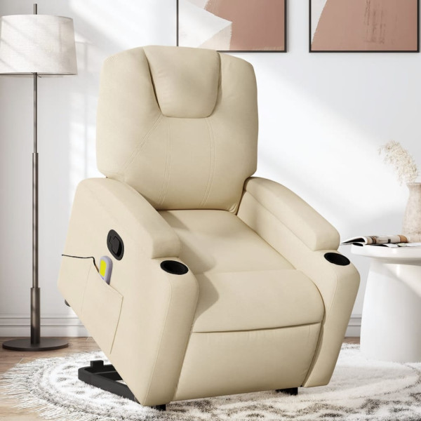 Cadeira de massagem reclinável de pé de tecido de cor creme D