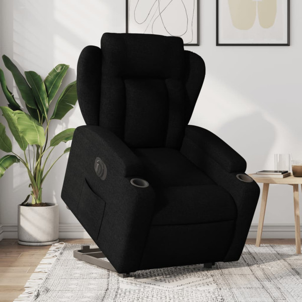 Sillón eléctrico reclinable elevable de tela negro D