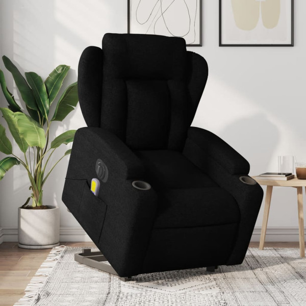 Assento de massagem elétrico reclinável de tecido preto D