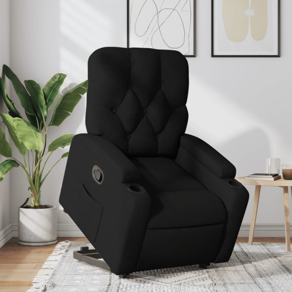 Sillón reclinable elevable tela negro D