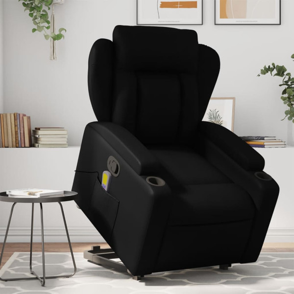 Assento reclinável de massagem de pé de couro artificial preto D