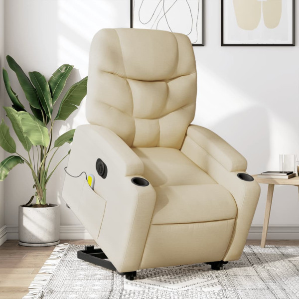 Assento de massagem elétrico reclinável elevável de tecido creme D