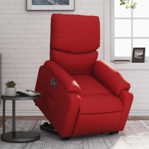 Sillón elevable eléctrico cuero artificial rojo D