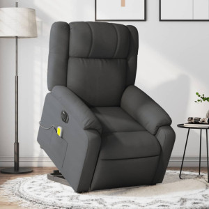 Sillón de masaje eléctrico reclinable elevable tela gris oscuro D