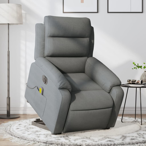 Sillón de masaje eléctrico reclinable elevable tela gris oscuro D