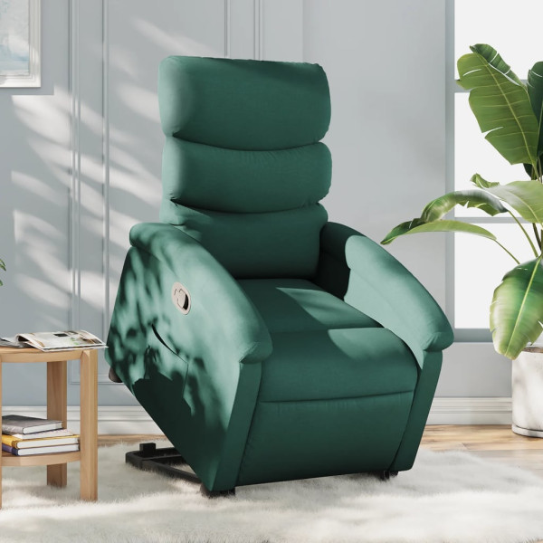 Sillón reclinable elevable tela verde oscuro D