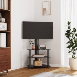 Mueble de TV de esquina 3 niveles para 32-70 pulgadas negro D