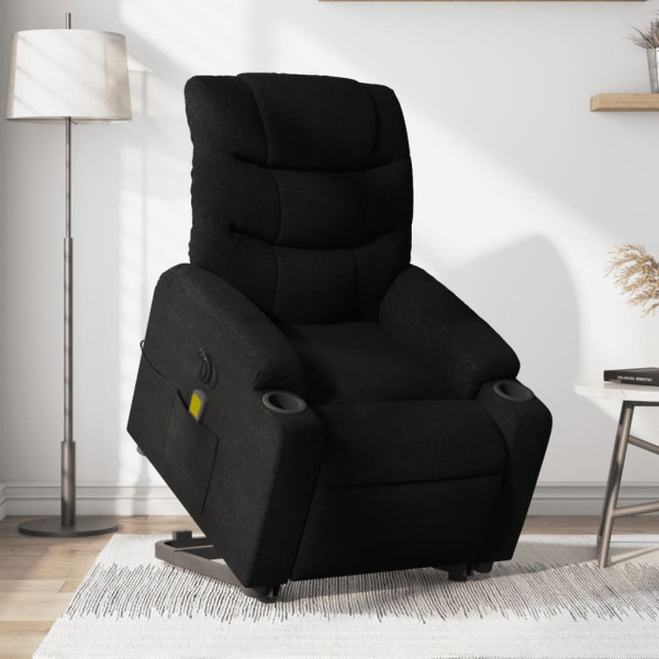 Sillón de masaje eléctrico reclinable elevable tela negro D