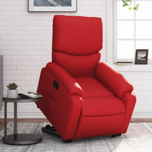 Sillón reclinable elevable cuero artificial rojo D