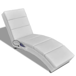 Tumbona de masaje reclinable de cuero sintético blanco D