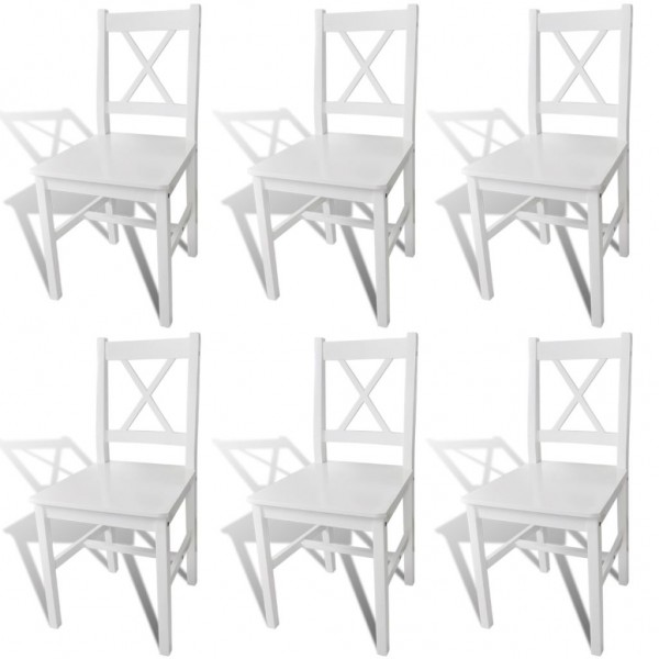 Cadeiras de jantar 6 unidades madeira de pinho branco D