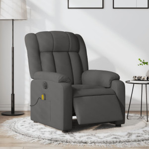 Sillón reclinable de masaje eléctrico tela gris oscuro D