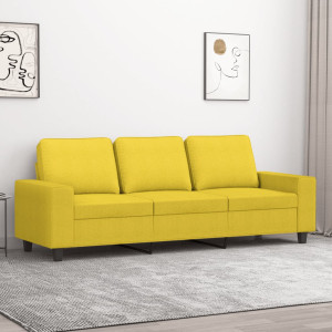 Sofá de 3 lugares em tecido amarelo claro 180 cm D