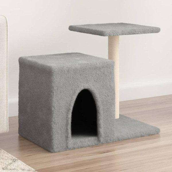 Raspador para gatos com postes de sisal cinza claro 50,5 cm D