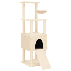 Rascador para gatos con postes de sisal crema 153 cm D