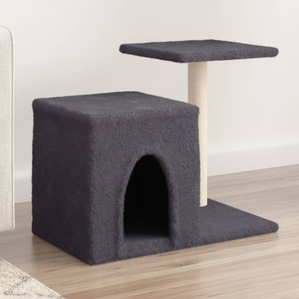 Raspador para gatos com postes de sisal cinza escuro 50,5 cm D