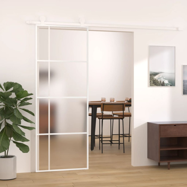 Puerta corredera ESG vidrio y aluminio blanca 76x205 cm D