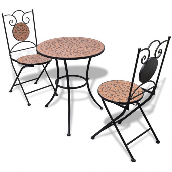 Set de mesa e cadeiras de jardim 3 peças com mosaico de terracota D