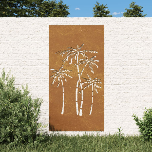 Adorno de pared de jardín acero corten diseño palmera 105x55 cm D