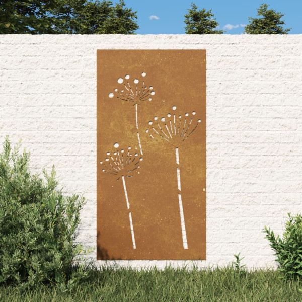 Adorno de pared de jardín acero corten diseño flores 105x55 cm D